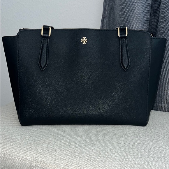 Tory Burch Small Black Leather Tote Bag - Picture 2 of 9